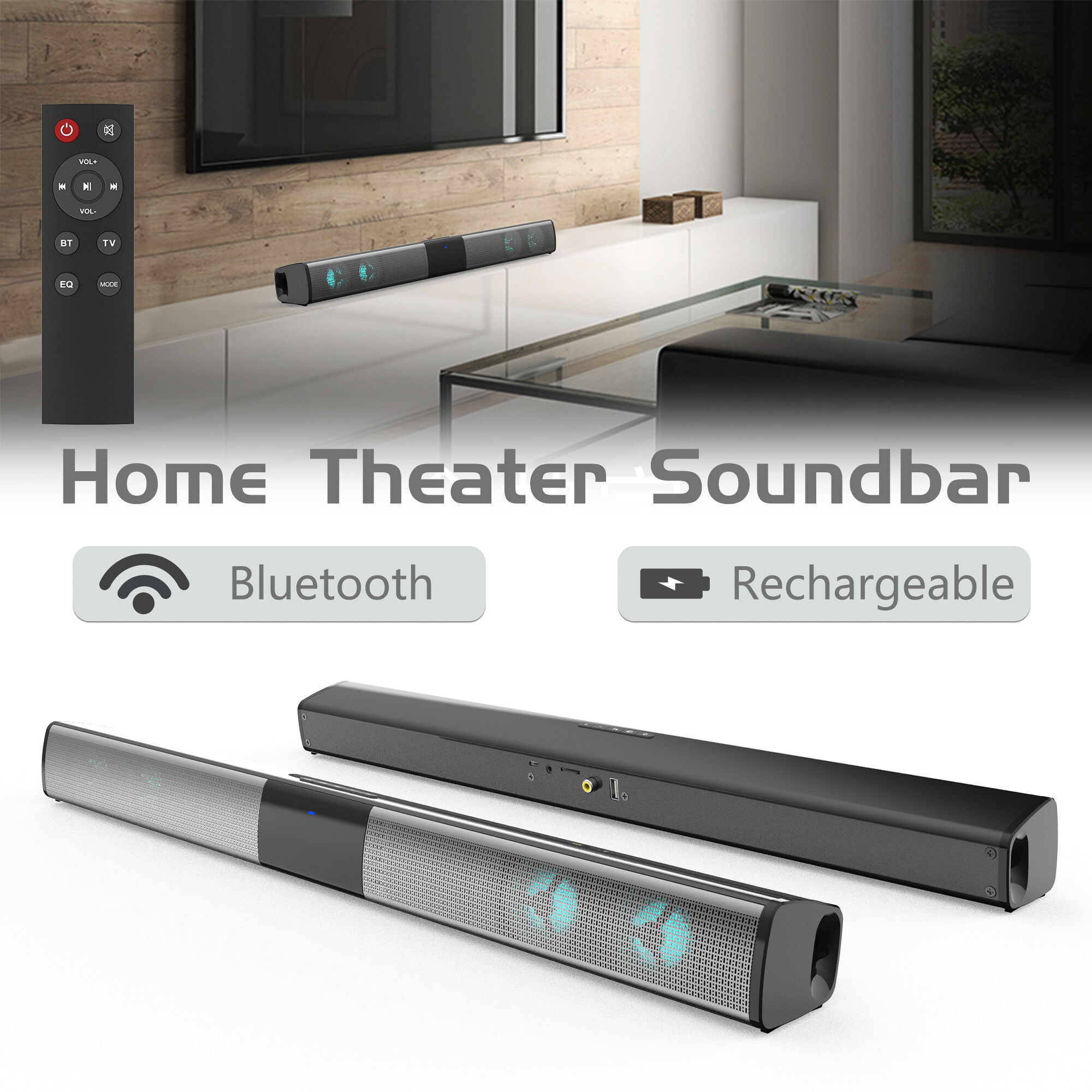 Home theater audio subwoofer surround soundWireless RGB bluetooth speaker sound bar TV computer echo wall strip with TFcard AUX