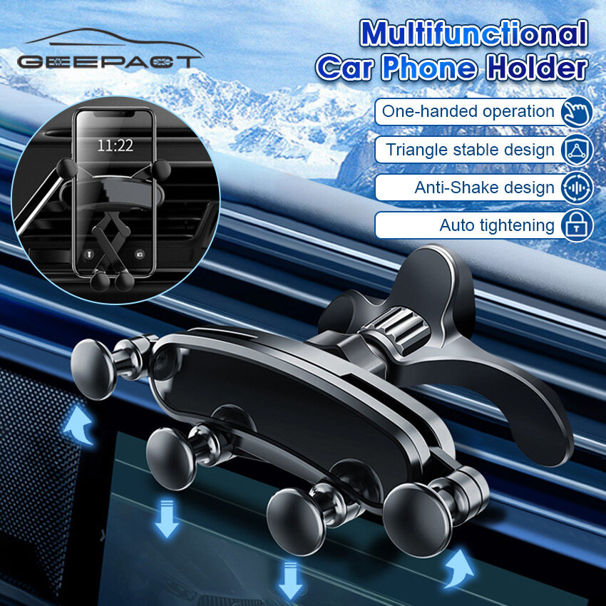 Geepact Car Phone Holder Car Bracket Triangular Fixed Anti Shake Car Bracket Air Outlet Car Phone Holder Mount Air Vent Clip Auto Lock Hands-Free Universal Adjustment Multifunctional Car Phone Mount