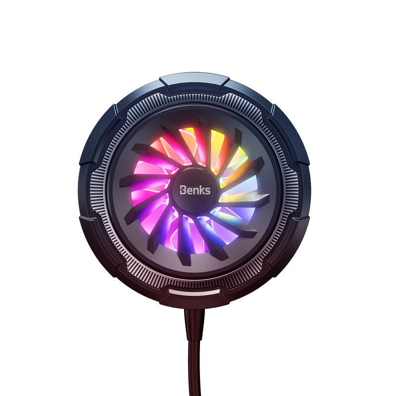 Benks W07 For iPhone 12 13 Mini Pro Max Heat Sink Cooling Magnetic Wireless Charger Radiator Cooler LED Colorful Lights Refrigeration PUBG Game Fan