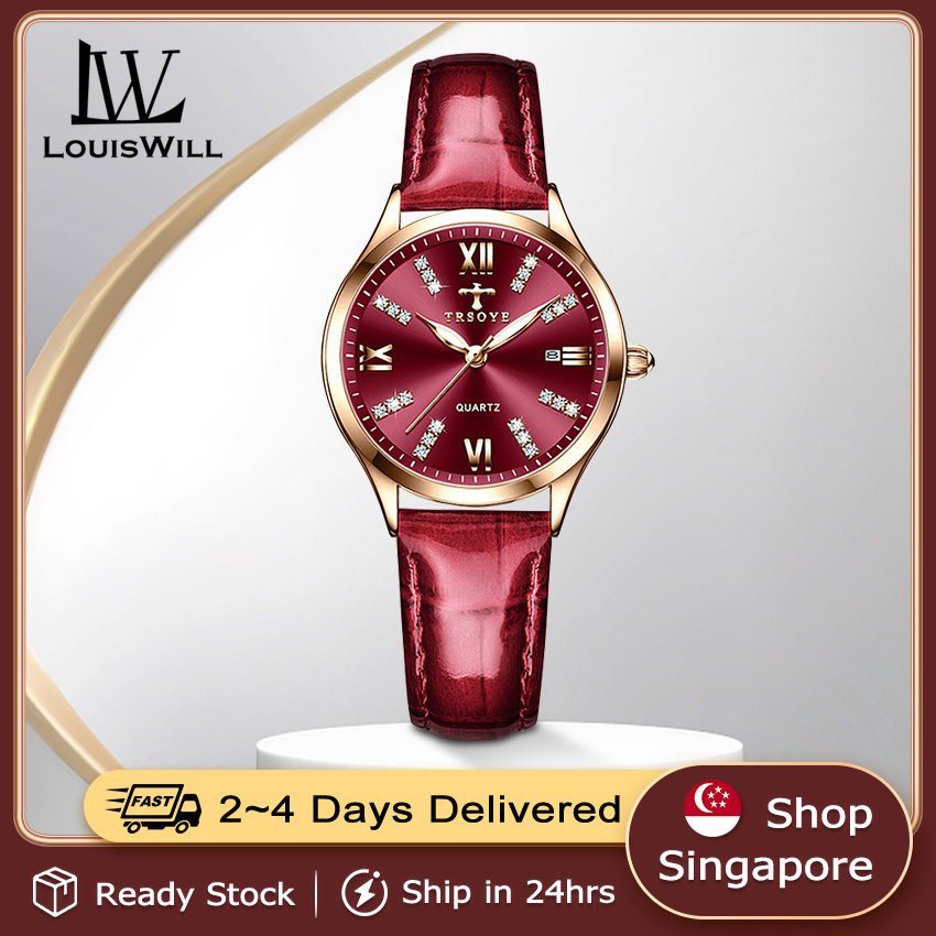 LouisWill Women Watches Diamond Casuals Retro Leather Strap Watches Quartz Watches Calendar Dial Luminous Pointer Watches 3ATM Waterproof Watches Business Wristwatch for Women Ladies