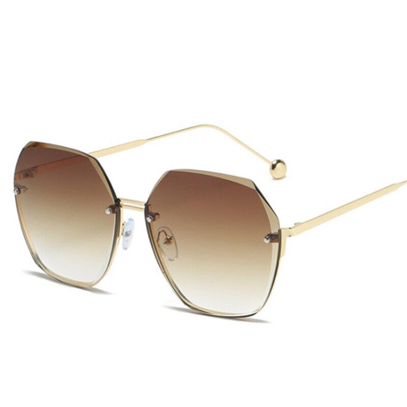 Cabecade Fashion Rimless Sunglasses Women Retro Classic Designer Sun Glasses Female Metal Polygon Eyewear Blue Pink Shades UV400