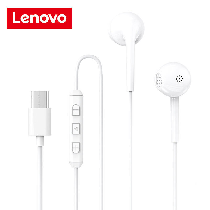 Lenovo QF310 8D Stereo Earphone 3.5mm Plug In-Ear Bass Headphone with Microphone Volume Control for Android Mobile Phone Universal