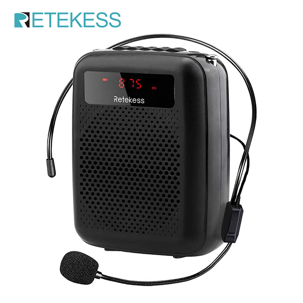 Retekess TR619 Megaphone Portable 3W/5W FM Recording Voice Amplifier Teacher lapel  Wireless Microphone Speaker With Mp3 Player FM Radio Recorder