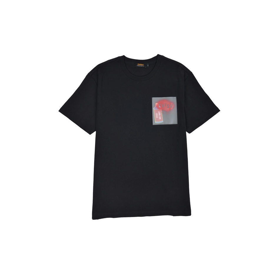 [EVISU KOREA]100％ Authentic Unisex Loose Fit Spray PVC Short Sleeve T-shirt Korean Fashion