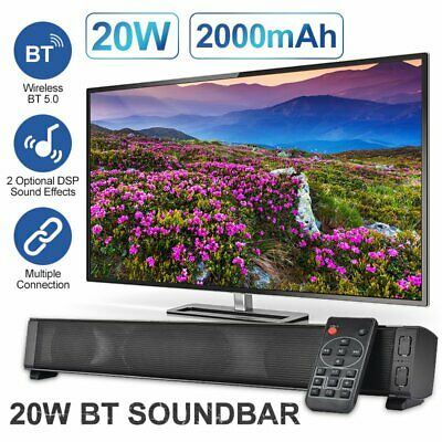 20W Portable Soundbar Wireless Speaker Bluetooth 5.0 Column HiFi Subwoofer 3D Stereo Sound with Remote Control Support TF AUX