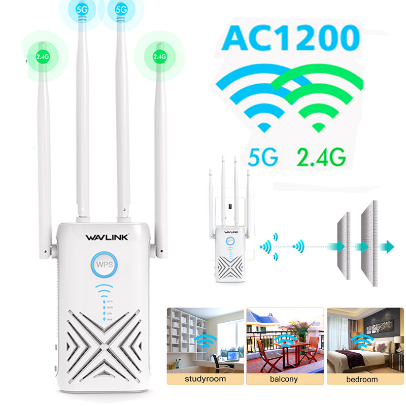 Wavlink AC1200 High Power Dual Band Wi-Fi Gigabit Range Extender/Repeater/Wireless Router/Access Point with 4 External 5dBi Antennas