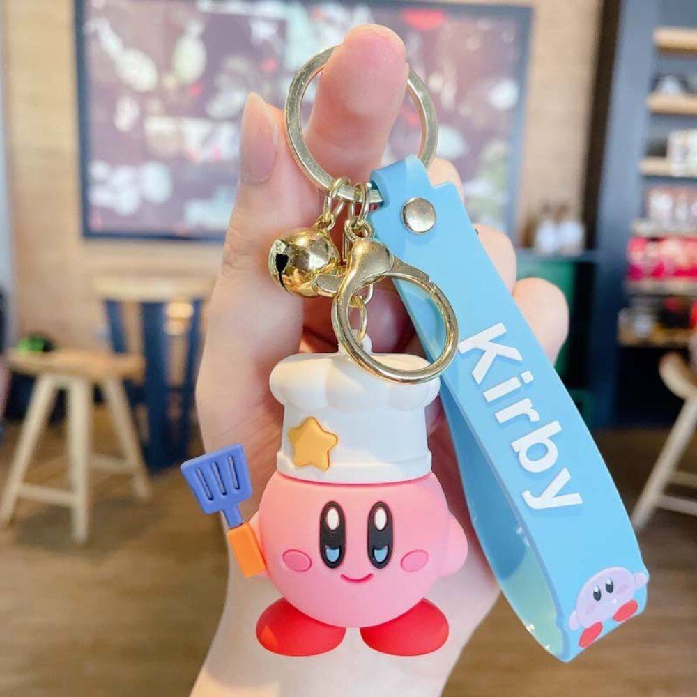 IIWEIKE Anime Kawaii Lanyard Wristlet Doll Birthday Gifts Key Holder Kirby Keychain Bag Ornaments Backpack Pendant