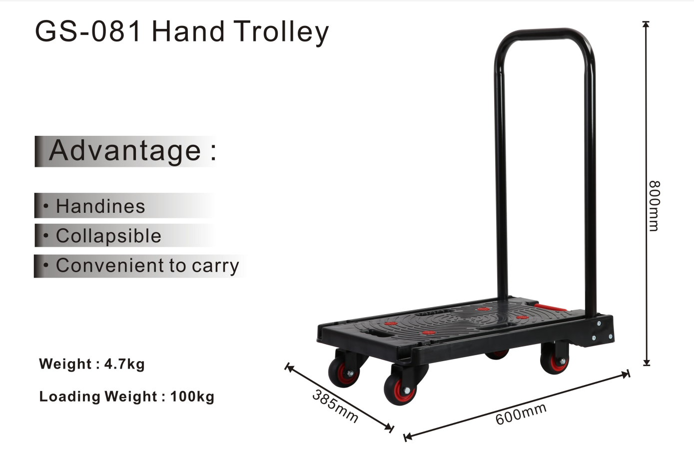 SG Seller Delivery -Foldable hand trolley load weight 100KG / factory sales and fast delivery / high quality