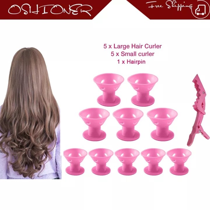 OSHIONER 11pcs Soft Rubber Magic Hair Care Rollers for Curlers Sleeping No Heat Hair Curler Twist Hair Curlers Styling DIY Tool（Pink）