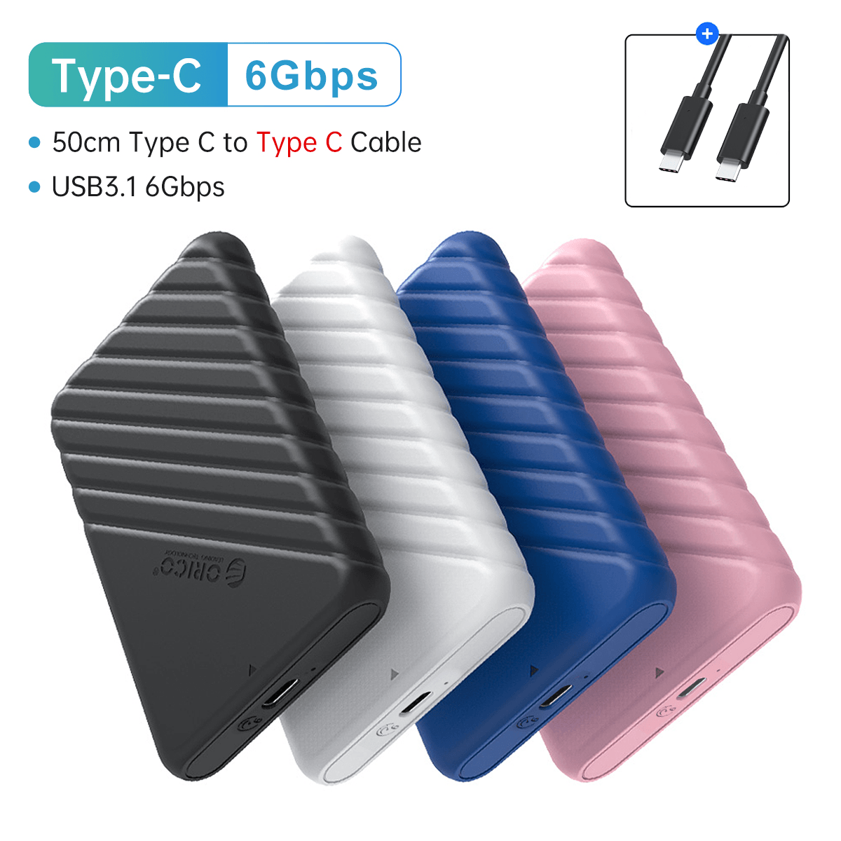 2.5 inch Hard Drive Enclosure, ORICO SATA to USB 3.1 Tool Free External Hard Drive Case Supports UASP TRIM Smart Sleep, SATA Adapter USB 3.0 to SATA III for 2.5 Inch SSD & HDD 9.5mm 7mm, Max 6TB Compa