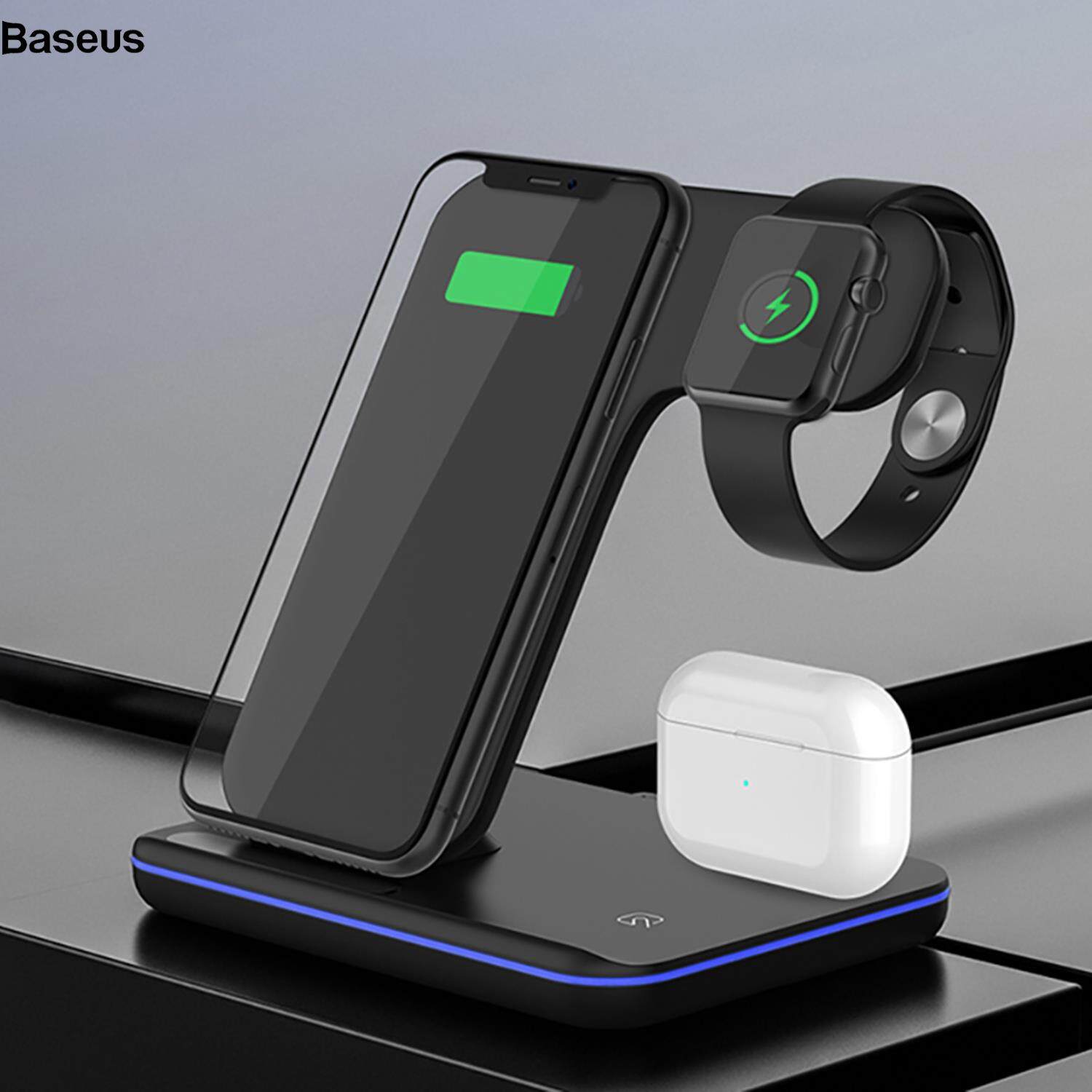 Baseus Z5 Upgraded 3-in-1 15W Wireless Charger Qi Fast Charging Stand Dock for iPhone Android iWatch AirPods