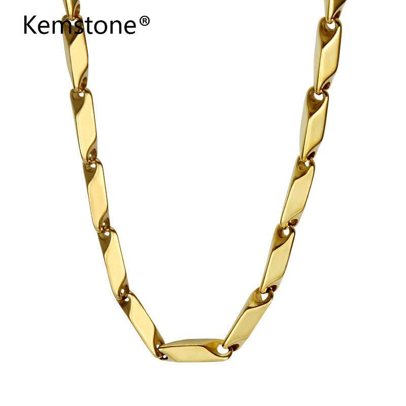 Kemstone Gold/Silver Stainless Steel 4MM Stick Chain Necklace Jewelry for Men