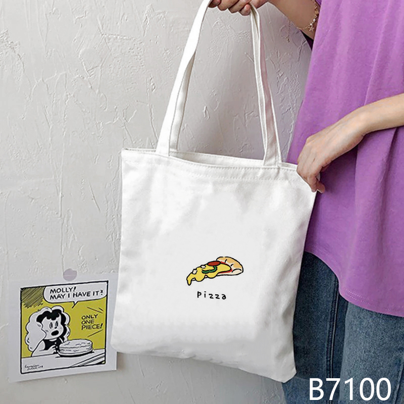 FOOD Paint Shopping Bag Women Canvas Shoulder Bag Female Large-capacity Handbags Tote Bag